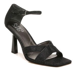Franco Sarto Womens Black Sparkle Ankle Strap Cut-Out Heels